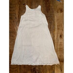 Tiny Tots Original Vintage White Cotton Lace Slip Dress Nightgown Handmade 25in